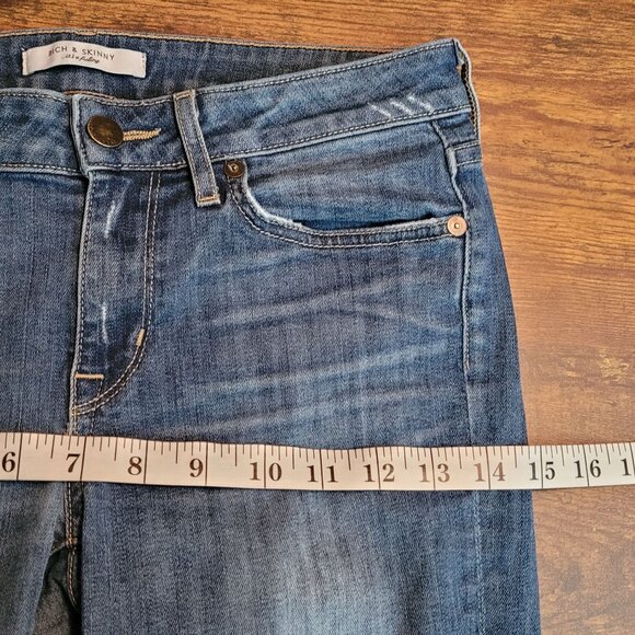 Rich & Skinny Jeans Size 27 Willy Skinny Low Rise Medium Dark Wash Ripped - Picture 7 of 11